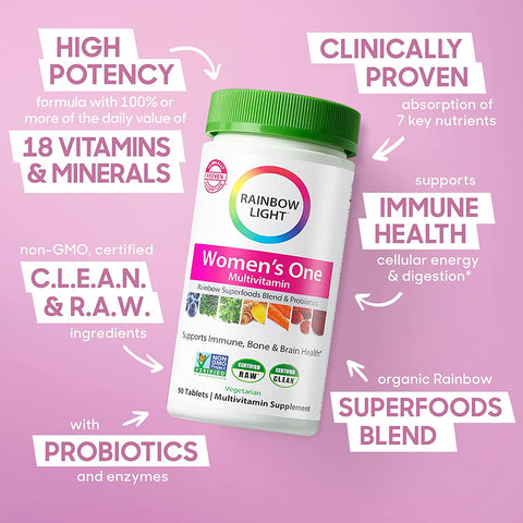 Rainbow Light Womens One High Potency Daily Multivitamin, Vegetarian, 150 ct., Pack May Vary
